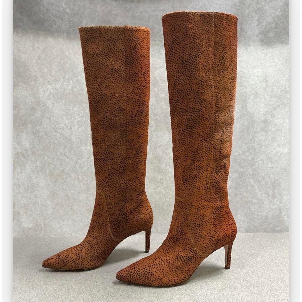 Ulla Johnson 36 Jett Mini Cheetah Leather Calf-Hair Knee Boots